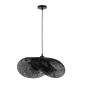 GloboStar® MEXICO 02201 Boho Κρεμαστό Φωτιστικό Πλέγμα Μονόφωτο 1 x E27 IP20 Μαύρο Ξύλο - Μ65 x Π45 x Υ18cm