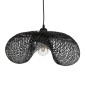 GloboStar® MEXICO 02201 Boho Κρεμαστό Φωτιστικό Πλέγμα Μονόφωτο 1 x E27 IP20 Μαύρο Ξύλο - Μ65 x Π45 x Υ18cm
