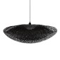 GloboStar® MEXICO 02203 Boho Κρεμαστό Φωτιστικό Πλέγμα Μονόφωτο 1 x E27 IP20 Μαύρο Ξύλο - Μ100 x Π62 x Υ33cm