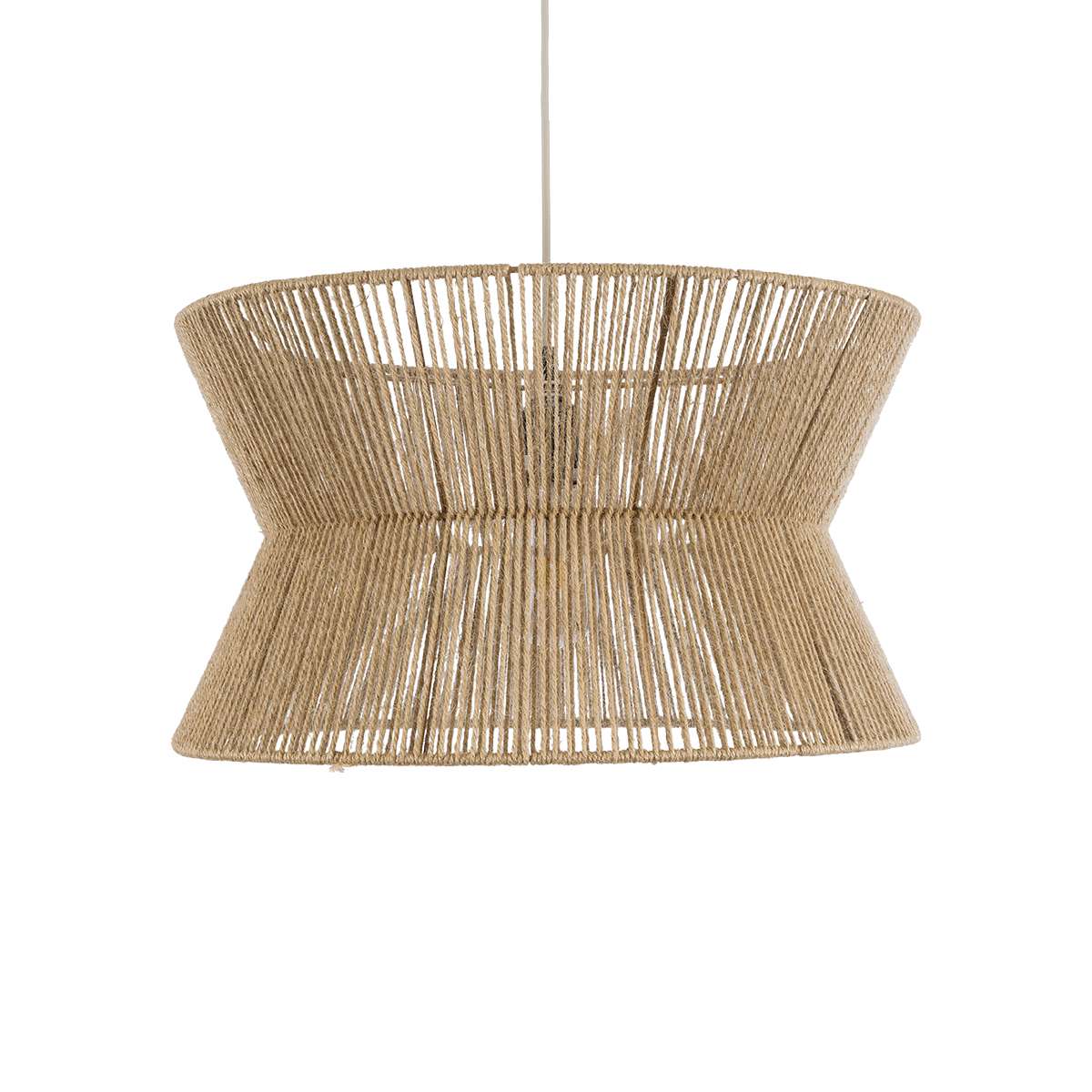 GloboStar® BISBEE 02204 Boho Κρεμαστό Φωτιστικό Πλέγμα Μονόφωτο 1 x E27 IP20 Μπεζ Σχοινί - Μ50 x Π50 x Υ28cm