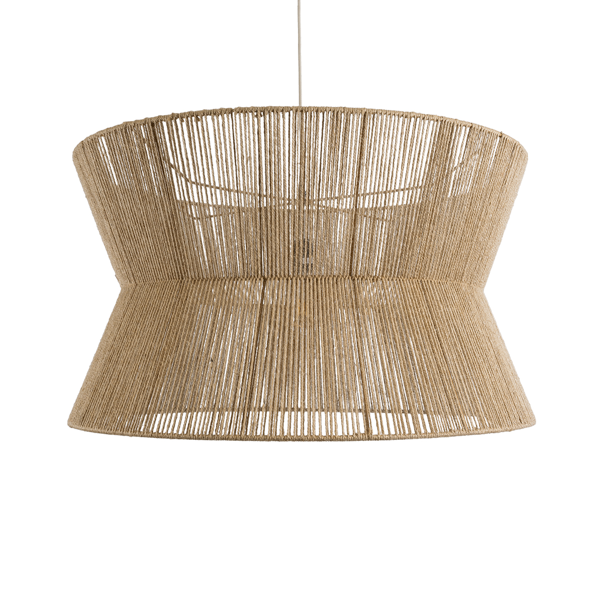 GloboStar® BISBEE 02205 Boho Κρεμαστό Φωτιστικό Πλέγμα Μονόφωτο 1 x E27 IP20 Μπεζ Σχοινί - Μ80 x Π80 x Υ48cm