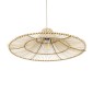GloboStar® PALERMO 02208 Boho Κρεμαστό Φωτιστικό Πλέγμα Μονόφωτο 1 x E27 IP20 Μπεζ Ξύλο - Μ60 x Π60 x Υ20cm