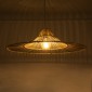 GloboStar® PALERMO 02209 Boho Κρεμαστό Φωτιστικό Πλέγμα Μονόφωτο 1 x E27 IP20 Μπεζ Ξύλο - Μ100 x Π100 x Υ30cm