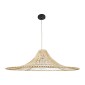 GloboStar® PALERMO 02209 Boho Κρεμαστό Φωτιστικό Πλέγμα Μονόφωτο 1 x E27 IP20 Μπεζ Ξύλο - Μ100 x Π100 x Υ30cm