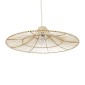 GloboStar® PALERMO 02209 Boho Κρεμαστό Φωτιστικό Πλέγμα Μονόφωτο 1 x E27 IP20 Μπεζ Ξύλο - Μ100 x Π100 x Υ30cm