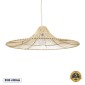 GloboStar® PALERMO 02209 Boho Κρεμαστό Φωτιστικό Πλέγμα Μονόφωτο 1 x E27 IP20 Μπεζ Ξύλο - Μ100 x Π100 x Υ30cm