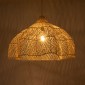 GloboStar® ADEJE 02211 Boho Κρεμαστό Φωτιστικό Πλέγμα Μονόφωτο 1 x E27 IP20 Μπεζ Ξύλο - Μ80 x Π80 x Υ55cm