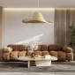 GloboStar® ESPARGOS 02214 Boho Κρεμαστό Φωτιστικό Πλέγμα Μονόφωτο 1 x E27 IP20 Μπεζ Ξύλο - Μ70 x Π70 x Υ35cm