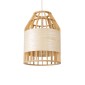 GloboStar® GALIA 02219 Boho Κρεμαστό Φωτιστικό Πλέγμα Μονόφωτο 1 x E27 IP20 Μπεζ & Καφέ Ξύλο - Μ30 x Π30 x Υ40cm