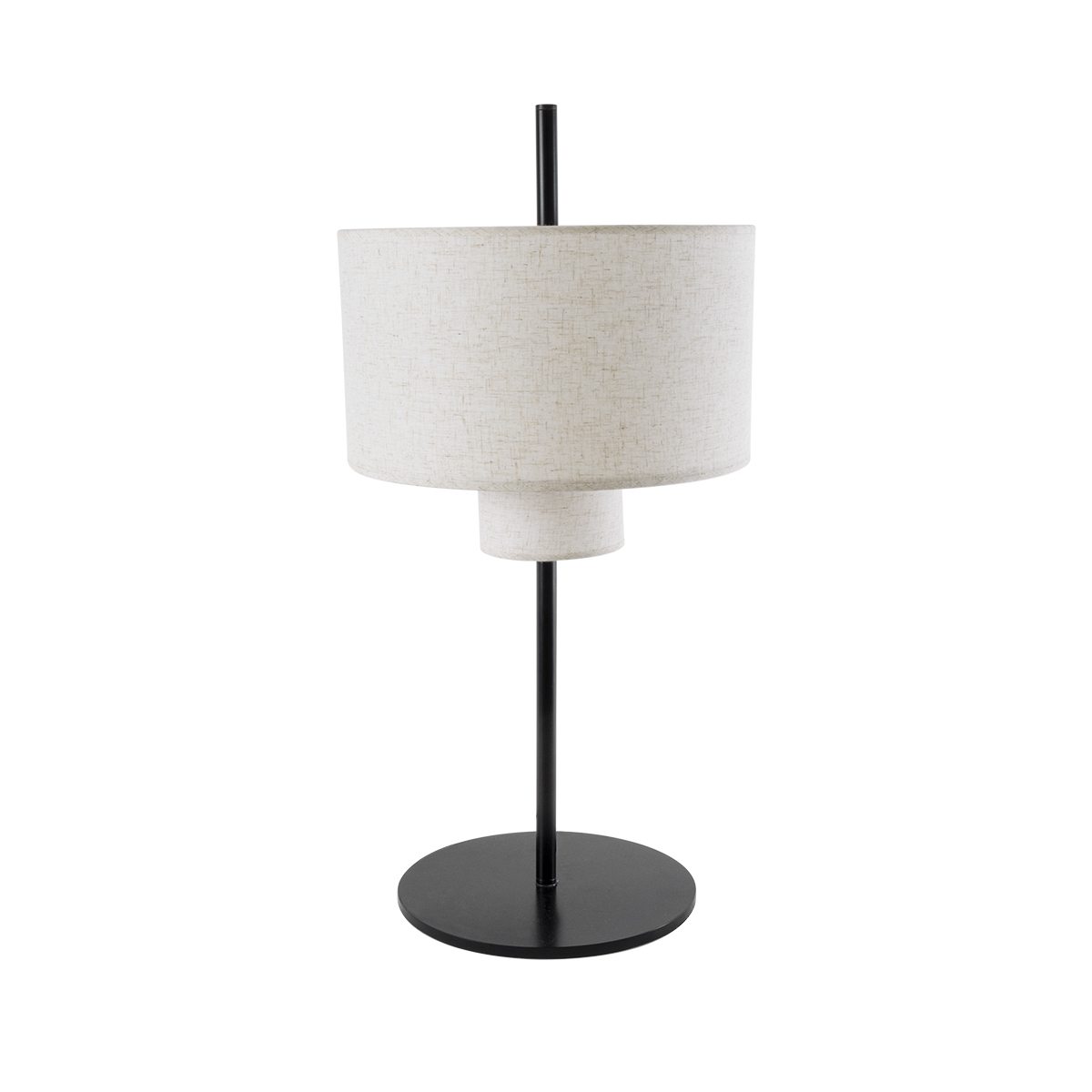 GloboStar® MARIGOLD 02227 Μοντέρνο Επιτραπέζιο Φωτιστικό Τρίφωτο 3 x E27 AC220-240V IP20 - Φ36 x Υ70cm - Μαύρο Μεταλλικό με Λευκό Μπεζ Καπέλο