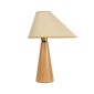 GloboStar® KAUAI 02229 Μοντέρνο Επιτραπέζιο Φωτιστικό Μονόφωτο 1 x E27 AC220-240V IP20 - Μ38 x Π30 x Υ48cm - Μπεζ Ξύλινο Καμπάνα