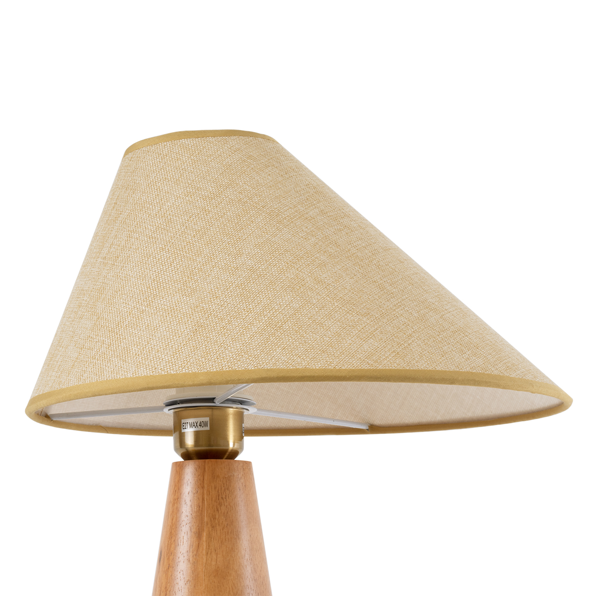 GloboStar® KAUAI 02229 Μοντέρνο Επιτραπέζιο Φωτιστικό Μονόφωτο 1 x E27 AC220-240V IP20 - Μ38 x Π30 x Υ48cm - Μπεζ Ξύλινο Καμπάνα
