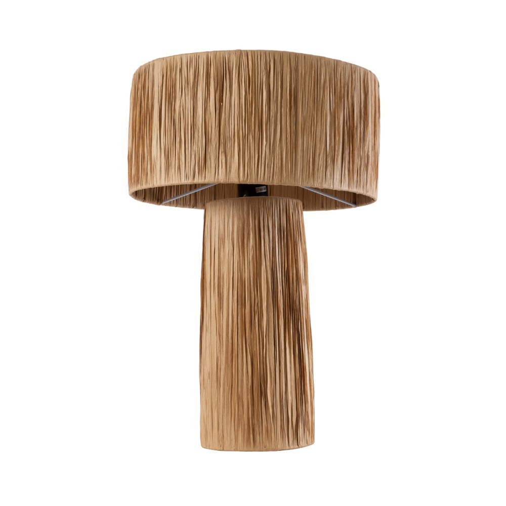 GloboStar® NASSAU 02233 Boho Επιτραπέζιο Φωτιστικό Πορτατίφ Μονόφωτο 1 x E27 IP20 Καφέ Ράφια - Μ37 x Π37 x Υ55cm