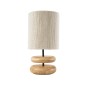 GloboStar® TUVALU 02236 Boho Επιτραπέζιο Φωτιστικό Μονόφωτο 1 x E27 IP20 Καφέ Ξύλο με Μπεζ Νήμα - Μ22 x Π22 x Υ42cm