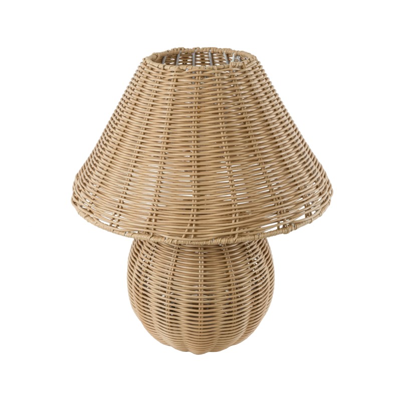 GloboStar® PERU 02239 Boho Επιτραπέζιο Φωτιστικό Πορτατίφ Μονόφωτο 1 x E27 IP20 Μπεζ Ξύλο - Μ40 x Π40 x Υ45cm