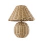 GloboStar® PERU 02239 Boho Επιτραπέζιο Φωτιστικό Μονόφωτο 1 x E27 AC220-240V IP20 - Φ40 x Υ45cm - Μπεζ Ξύλινο Καμπάνα