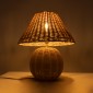 GloboStar® PERU 02239 Boho Επιτραπέζιο Φωτιστικό Μονόφωτο 1 x E27 AC220-240V IP20 - Φ40 x Υ45cm - Μπεζ Ξύλινο Καμπάνα
