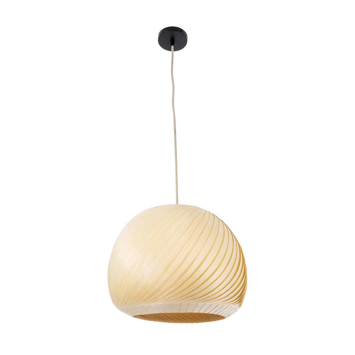 GloboStar® KAILANI 02242 Boho Κρεμαστό Φωτιστικό Καμπάνα Μονόφωτο 1 x E27 IP20 Μπεζ Ξύλο - Μ40 x Π40 x Υ30cm