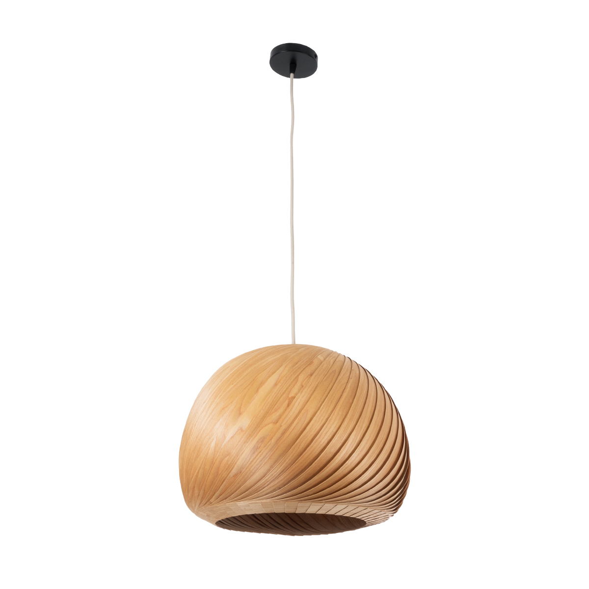 GloboStar® KAILANI 02243 Boho Κρεμαστό Φωτιστικό Καμπάνα Μονόφωτο 1 x E27 IP20 Καφέ Ξύλο - Μ40 x Π40 x Υ30cm