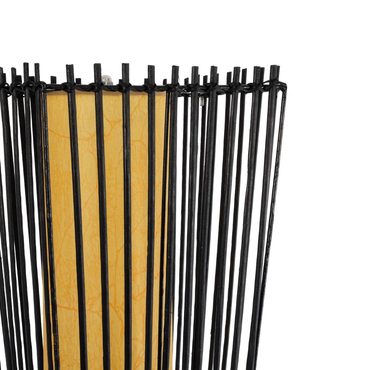 GloboStar® PALMA 02274 Boho Επιδαπέδιο Φωτιστικό Δίφωτο 2 x E27 IP20 Μαύρο Ξύλο με Μπεζ Ύφασμα - Μ25 x Π25 x Υ140cm