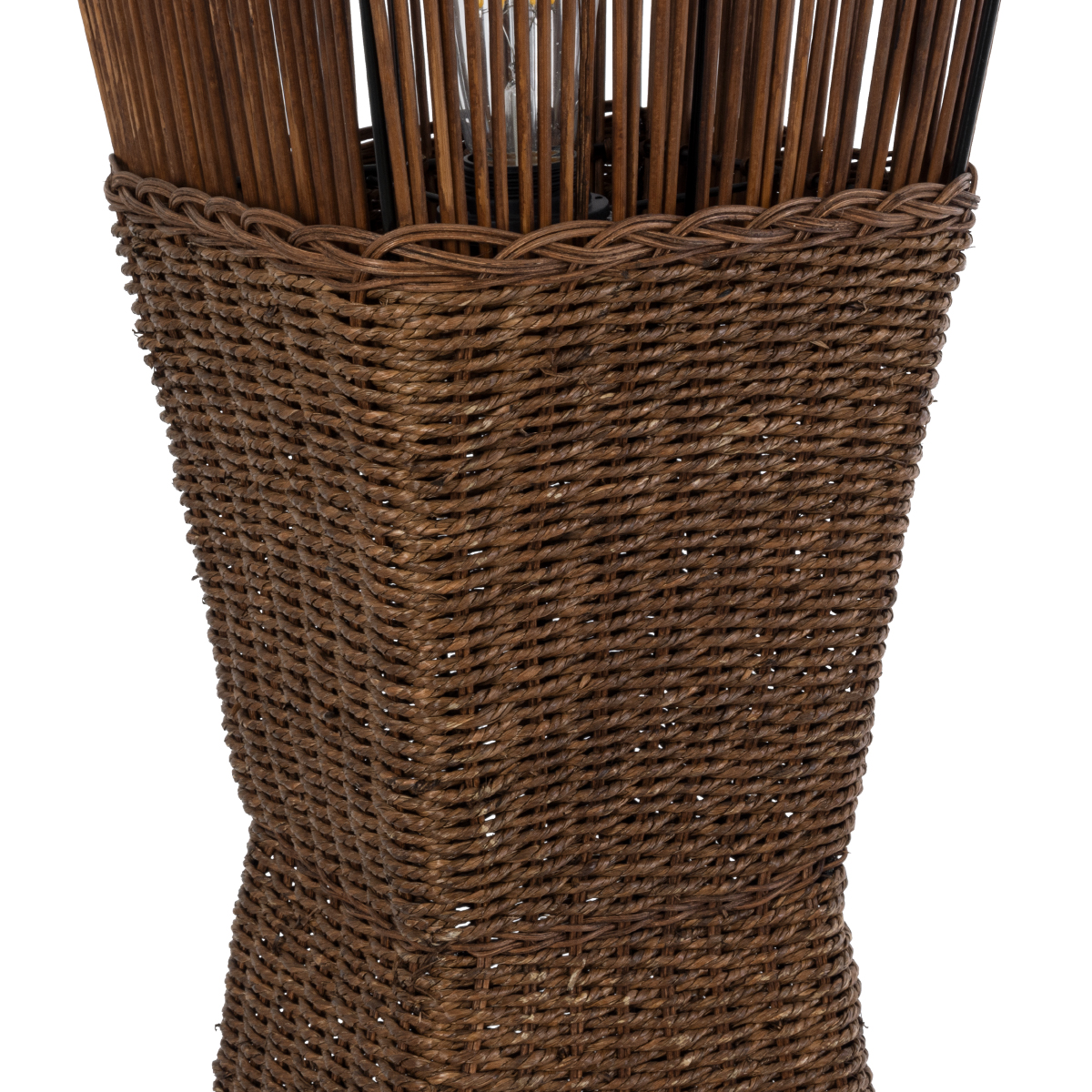 GloboStar® PALMA 02275 Boho Επιδαπέδιο Φωτιστικό Δίφωτο 2 x E27 IP20 Καφέ Ξύλο - Μ30 x Π30 x Υ130cm