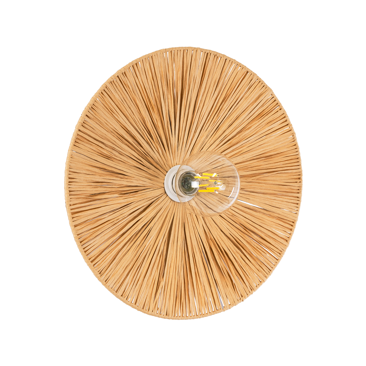 GloboStar® COLOMBO 02277 Boho Επιτοίχιο Φωτιστικό Απλίκα Μονόφωτο 1 x E27 IP20 Μπεζ Ράφια - Μ40 x Π40 x Υ9cm