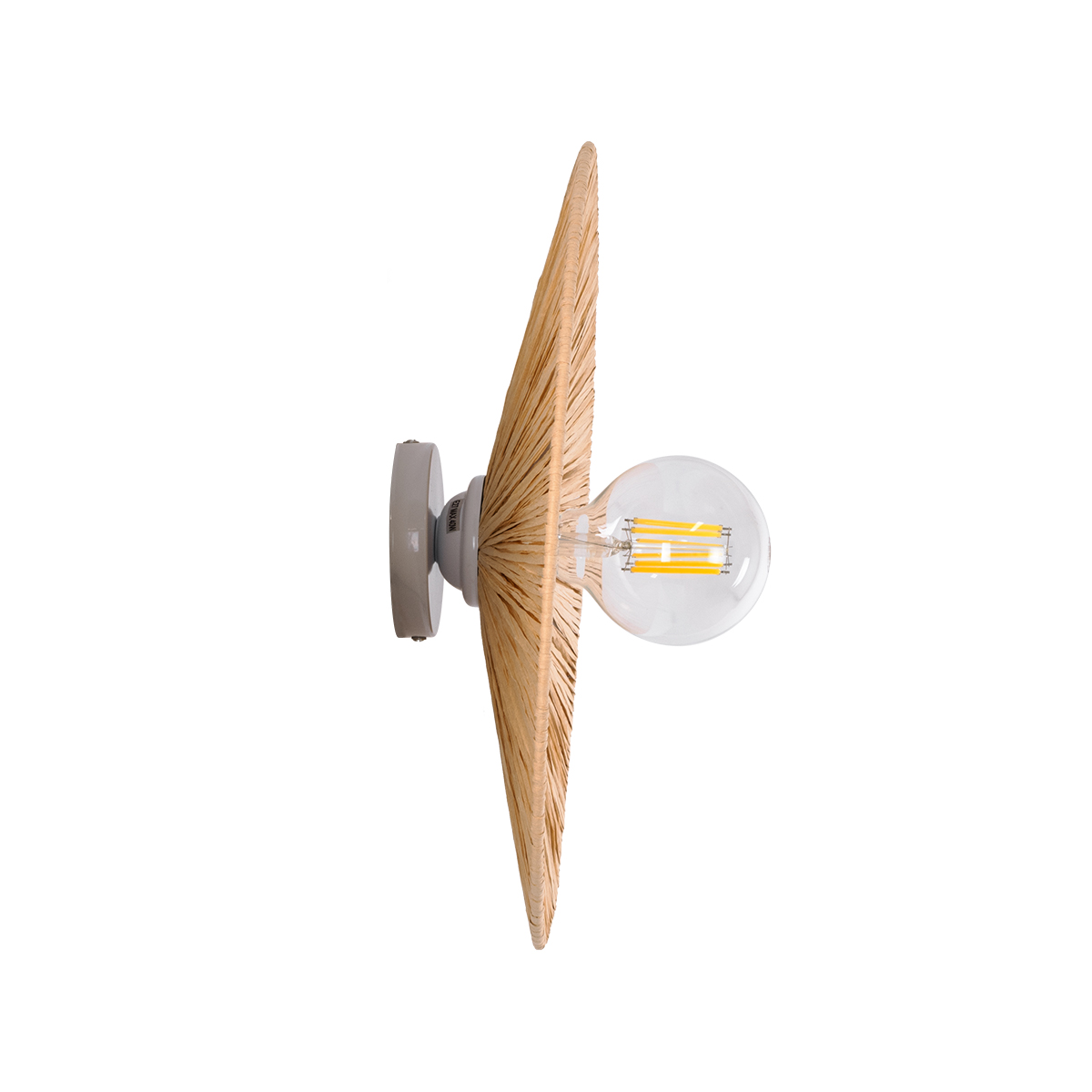 GloboStar® COLOMBO 02277 Boho Επιτοίχιο Φωτιστικό Απλίκα Μονόφωτο 1 x E27 IP20 Μπεζ Ράφια - Μ40 x Π40 x Υ9cm