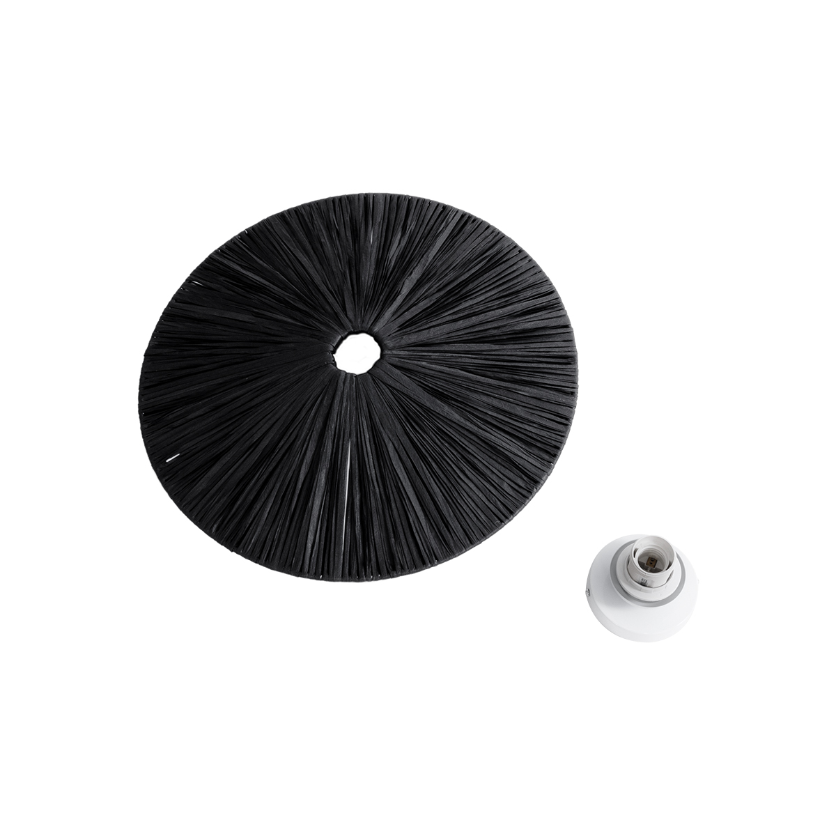 GloboStar® COLOMBO 02279 Boho Επιτοίχιο Φωτιστικό Απλίκα Μονόφωτο 1 x E27 IP20 Μαύρη Ράφια - Μ40 x Π40 x Υ9cm