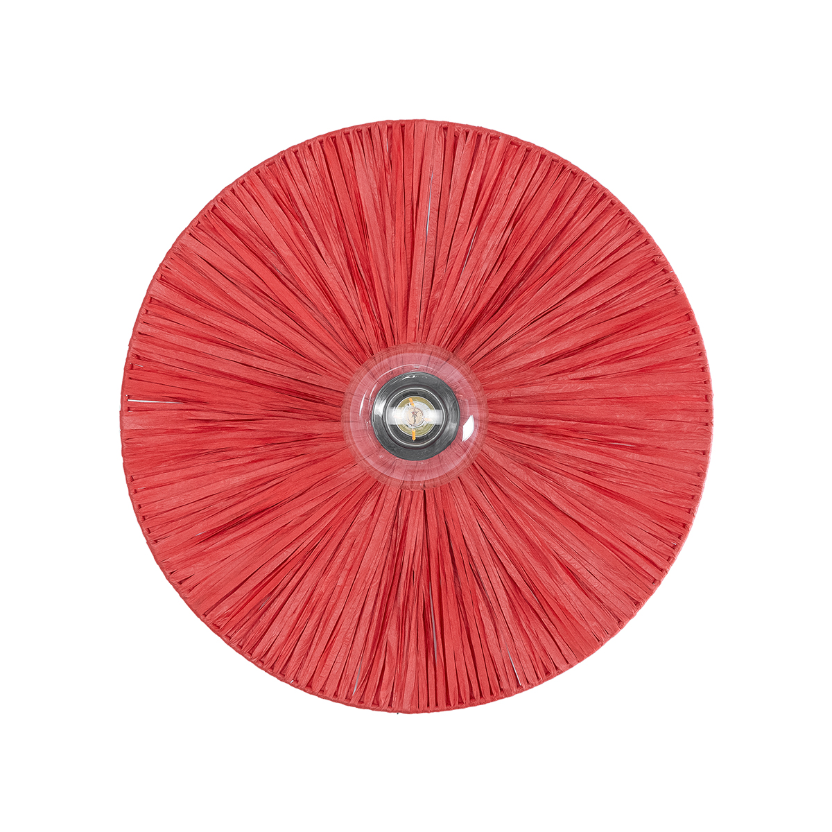GloboStar® COLOMBO 02281 Boho Επιτοίχιο Φωτιστικό Απλίκα Μονόφωτο 1 x E27 IP20 Κόκκινη Ράφια - Μ40 x Π40 x Υ9cm
