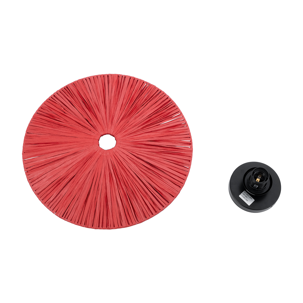 GloboStar® COLOMBO 02281 Boho Επιτοίχιο Φωτιστικό Απλίκα Μονόφωτο 1 x E27 IP20 Κόκκινη Ράφια - Μ40 x Π40 x Υ9cm