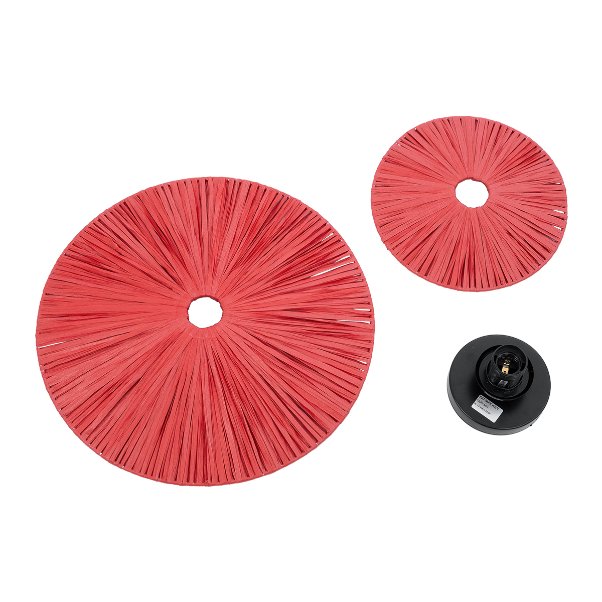 GloboStar® COLOMBO 02282 Boho Επιτοίχιο Φωτιστικό Απλίκα Μονόφωτο 1 x E27 IP20 Κόκκινη Ράφια - Μ40 x Π40 x Υ9cm