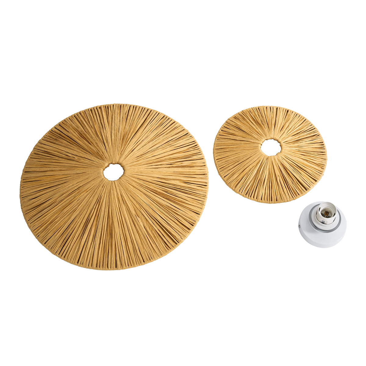 GloboStar® COLOMBO 02284 Boho Επιτοίχιο Φωτιστικό Απλίκα Μονόφωτο 1 x E27 IP20 Μπεζ Ράφια - Μ40 x Π40 x Υ9cm