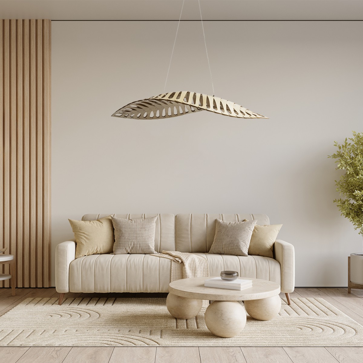 GloboStar® NANI 02285 Μοντέρνο Κρεμαστό Φωτιστικό Πλέγμα LED -W -lm -° AC 220-240V IP20 Φυσικό Λευκό 4500K Μπεζ Ξύλο - Μ48 x Π48 x Υ18cm - 2 Xρόνια Εγγύηση