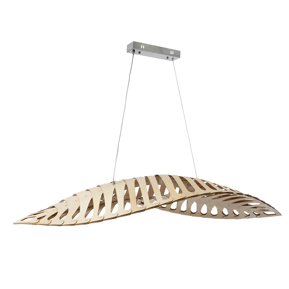 GloboStar® NANI 02285 Μοντέρνο Κρεμαστό Φωτιστικό Πλέγμα LED -W -lm -° AC 220-240V IP20 Φυσικό Λευκό 4500K Μπεζ Ξύλο - Μ48 x Π48 x Υ18cm - 2 Xρόνια Εγγύηση