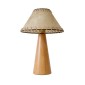 GloboStar® MASPALOMAS 02291 Boho Επιτραπέζιο Φωτιστικό Μονόφωτο 1 x E27 AC220-240V IP20 - Φ30 x Υ45cm - Μπεζ Ξύλινο Καμπάνα