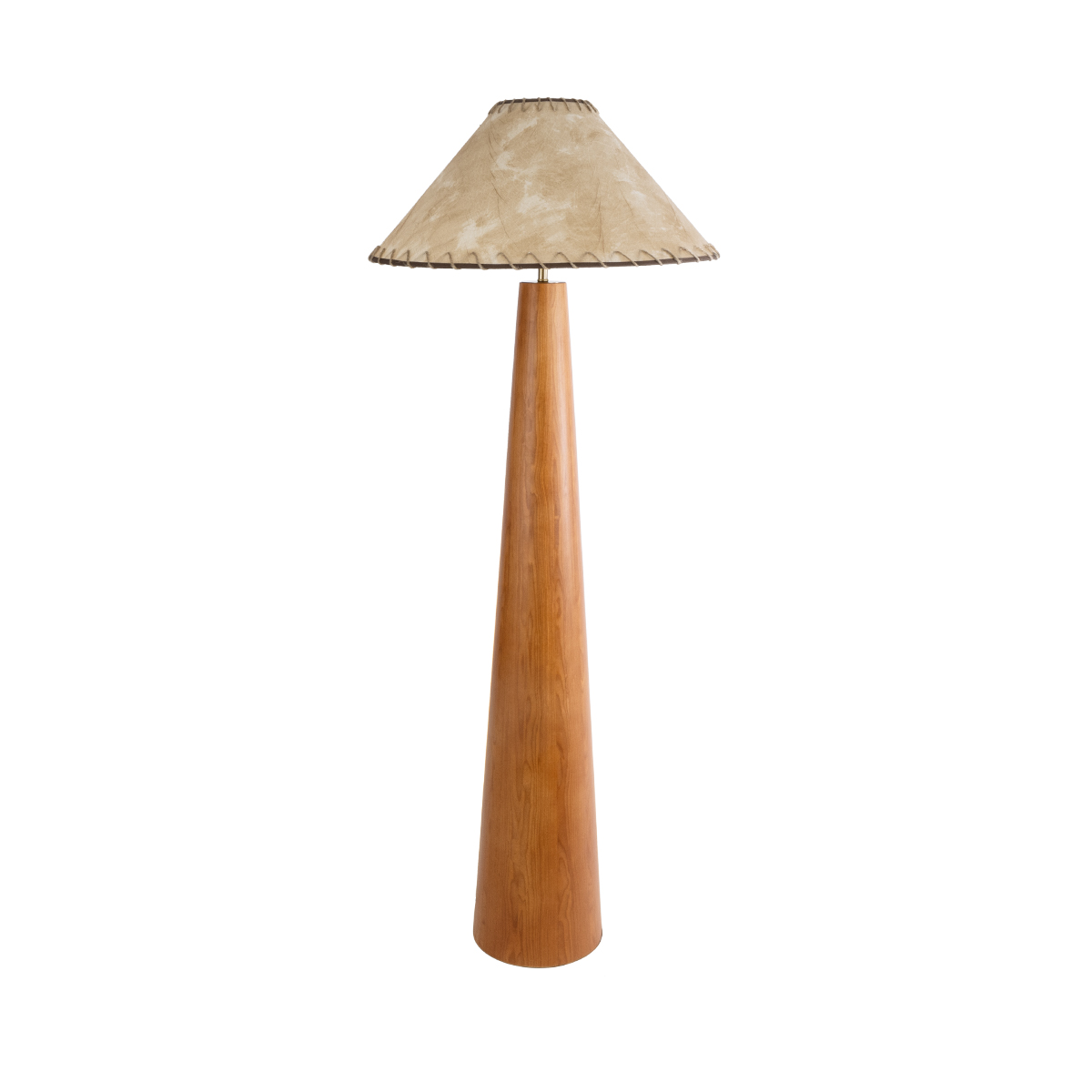 GloboStar® MASPALOMAS 02292 Boho Επιδαπέδιο Φωτιστικό Μονόφωτο 1 x E27 IP20 Καφέ Ξύλο με Μπεζ Ύφασμα - Μ55 x Π55 x Υ145cm