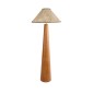 GloboStar® MASPALOMAS 02292 Boho Επιδαπέδιο Φωτιστικό Μονόφωτο 1 x E27 IP20 Καφέ Ξύλο με Μπεζ Ύφασμα - Μ55 x Π55 x Υ145cm