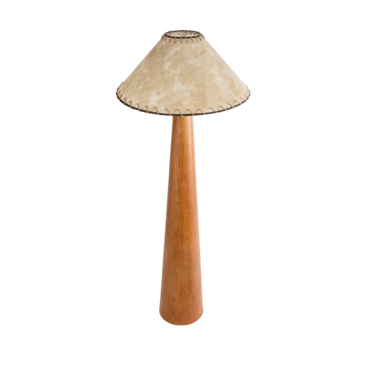 GloboStar® MASPALOMAS 02292 Boho Επιδαπέδιο Φωτιστικό Μονόφωτο 1 x E27 IP20 Καφέ Ξύλο με Μπεζ Ύφασμα - Μ55 x Π55 x Υ145cm