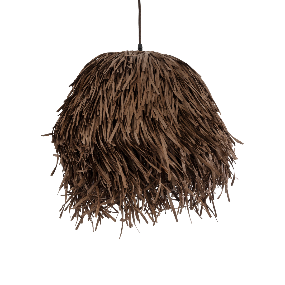 GloboStar® GUADELOUPE 02293 Boho Κρεμαστό Φωτιστικό Πλέγμα Μονόφωτο 1 x E27 IP20 Καφέ Ράφια - Μ50 x Π50 x Υ40cm
