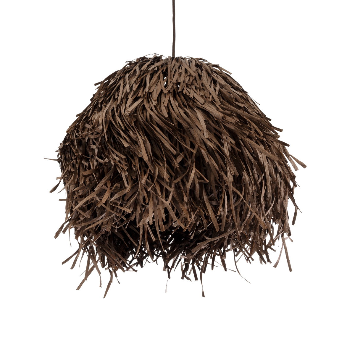 GloboStar® GUADELOUPE 02293 Boho Κρεμαστό Φωτιστικό Πλέγμα Μονόφωτο 1 x E27 IP20 Καφέ Ράφια - Μ50 x Π50 x Υ40cm