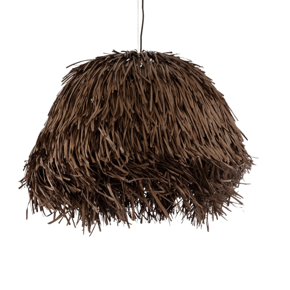 GloboStar® GUADELOUPE 02294 Boho Κρεμαστό Φωτιστικό Πλέγμα Μονόφωτο 1 x E27 IP20 Καφέ Raffia - Μ80 x Π80 x Υ60cm