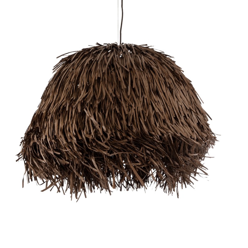 GloboStar® GUADELOUPE 02294 Boho Κρεμαστό Φωτιστικό Πλέγμα Μονόφωτο 1 x E27 IP20 Καφέ Raffia - Μ80 x Π80 x Υ60cm