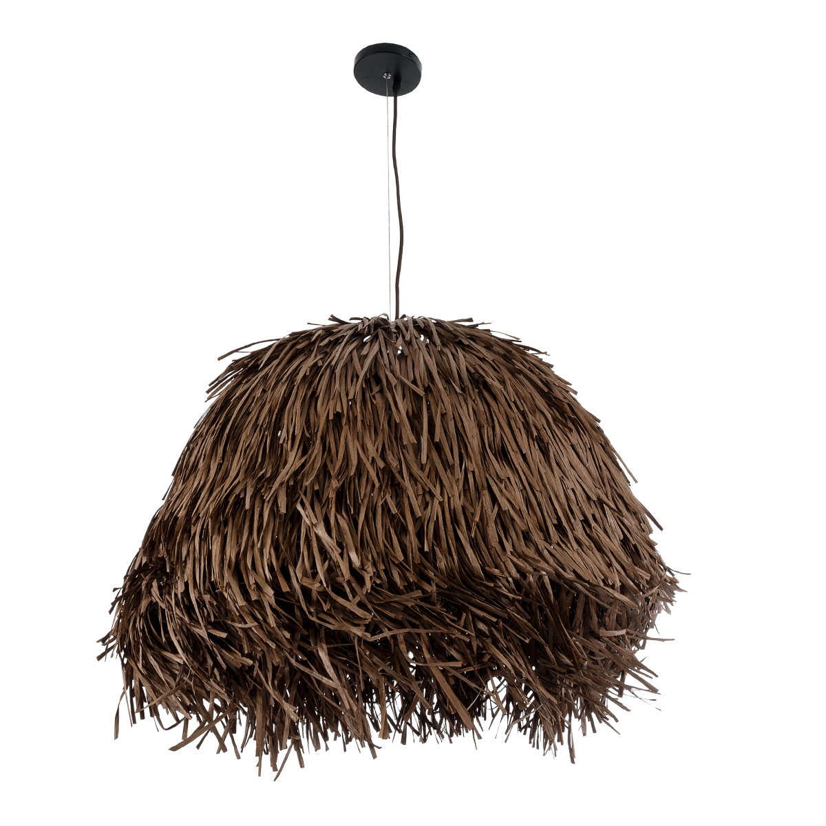 GloboStar® GUADELOUPE 02294 Boho Κρεμαστό Φωτιστικό Πλέγμα Μονόφωτο 1 x E27 IP20 Καφέ Ράφια - Μ80 x Π80 x Υ60cm
