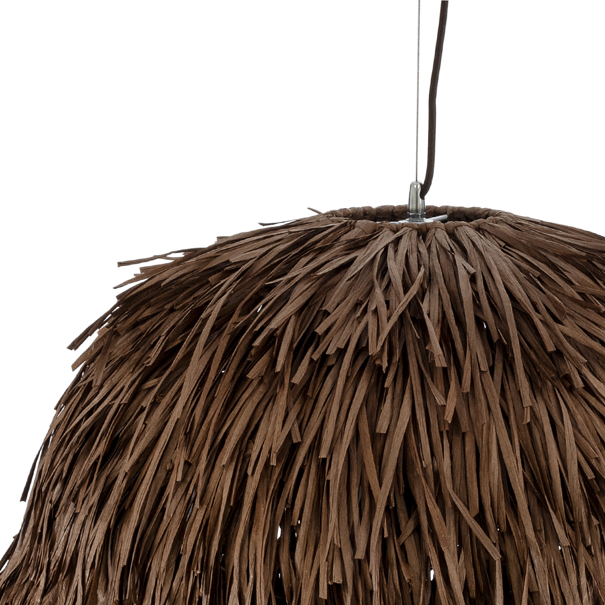 GloboStar® GUADELOUPE 02294 Boho Κρεμαστό Φωτιστικό Πλέγμα Μονόφωτο 1 x E27 IP20 Καφέ Ράφια - Μ80 x Π80 x Υ60cm