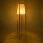 GloboStar® MEILANI 02301 Boho Επιδαπέδιο Φωτιστικό Μονόφωτο 1 x E27 IP20 Χρυσό Μέταλλο με Μπεζ Ξύλο - Μ40 x Π40 x Υ150cm