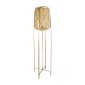 GloboStar® MEILANI 02301 Boho Επιδαπέδιο Φωτιστικό Μονόφωτο 1 x E27 IP20 Χρυσό Μέταλλο με Μπεζ Ξύλο - Μ40 x Π40 x Υ150cm