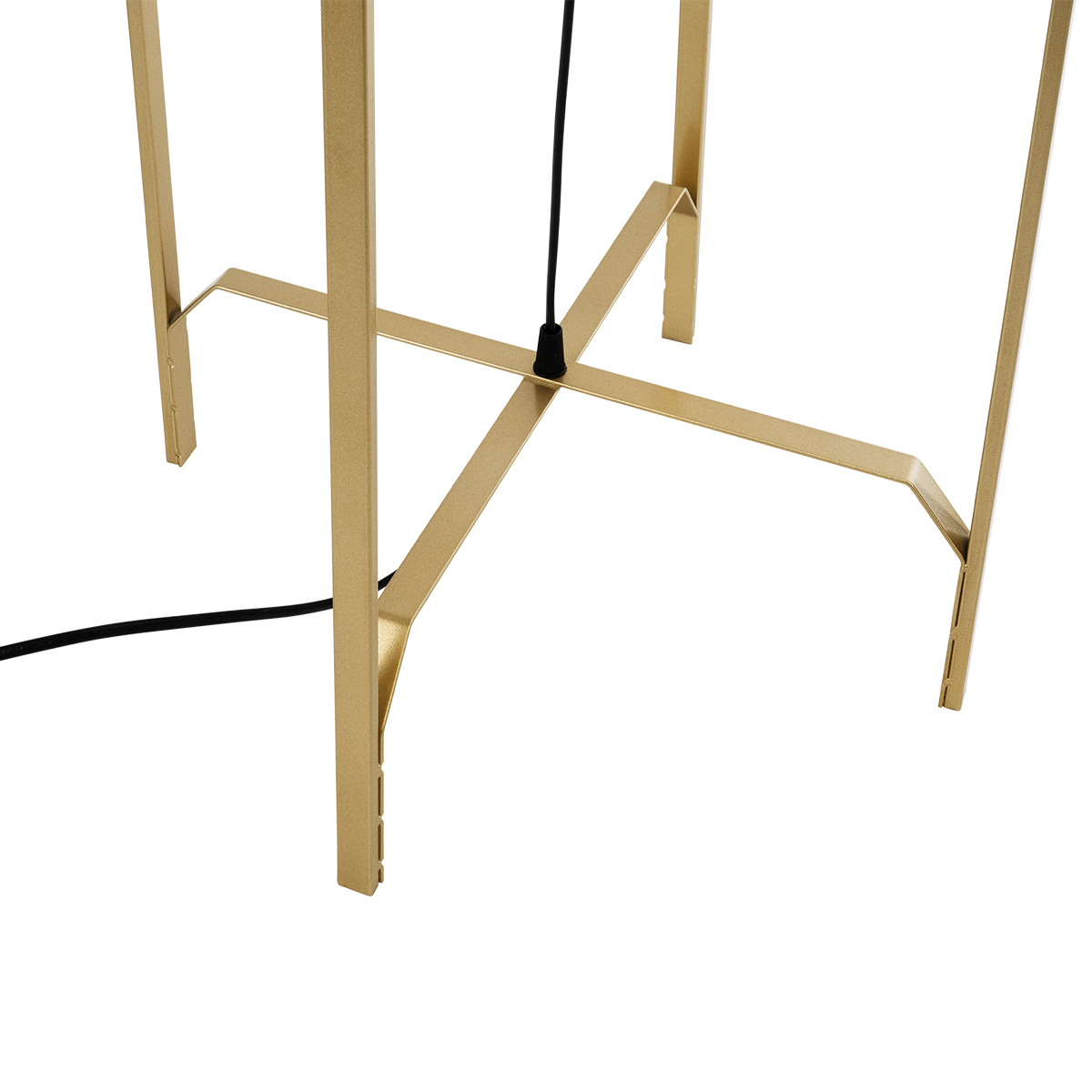 GloboStar® MEILANI 02301 Boho Επιδαπέδιο Φωτιστικό Μονόφωτο 1 x E27 IP20 Χρυσό Μέταλλο με Μπεζ Ξύλο - Μ40 x Π40 x Υ150cm