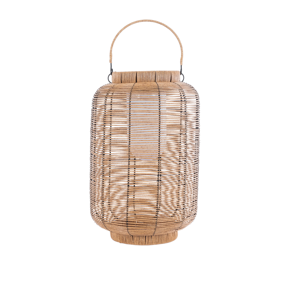 GloboStar® GRAMBIAN 02304 Boho Αυτόνομο Ηλιακό Κρεμαστό/Επιτραπέζιο Φωτιστικό Φαναράκι LED SMD 5W 200lm - Φ30 x Υ48cm - με Ενσωματωμένη Μπαταρία 600mAh - Φωτοβολταϊκό Πάνελ και Αισθητήρα Ημέρας-Νύχτας με Ασύρματο Χειριστήριο IR Μπεζ Μπαμπού Αδιάβροχο IP65