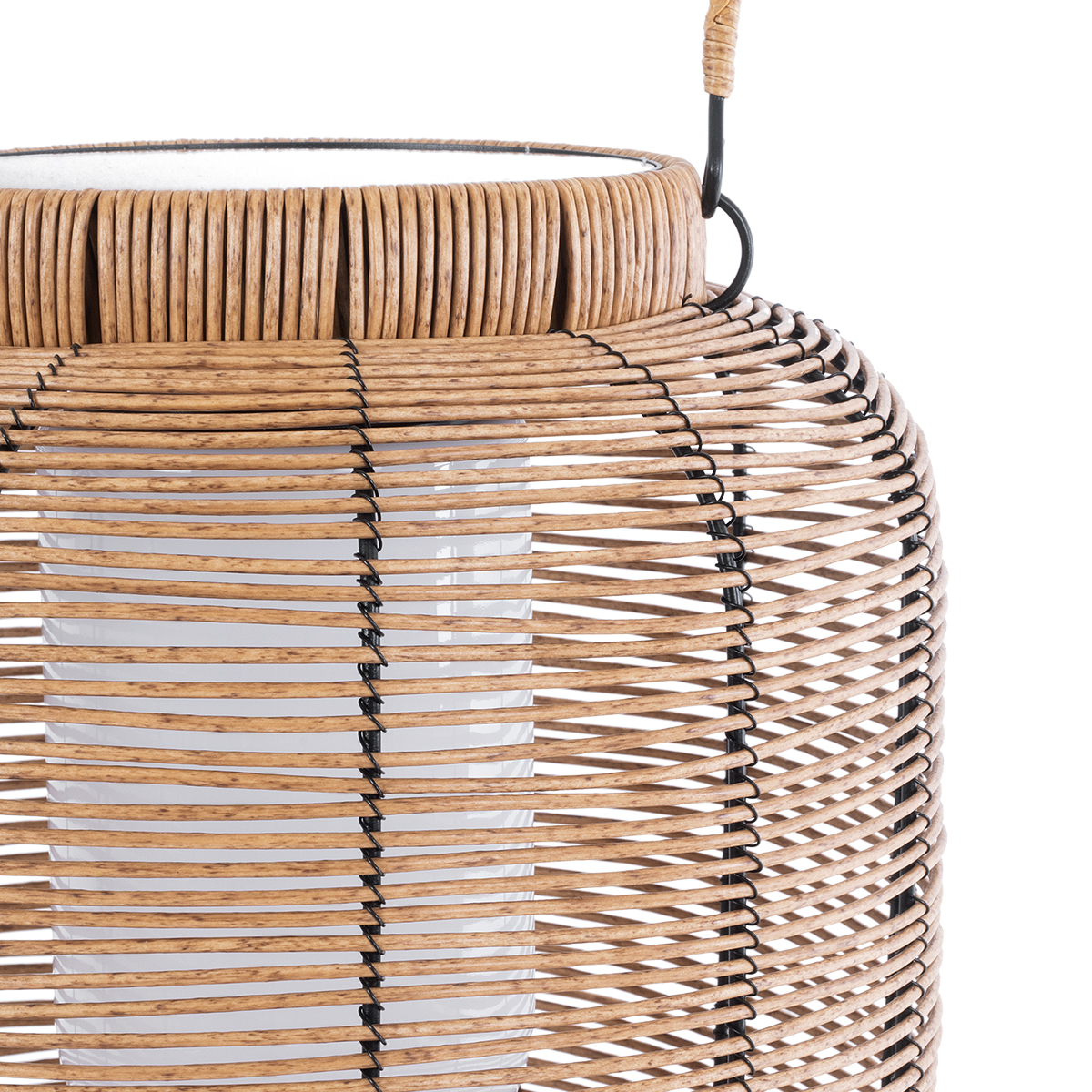 GloboStar® GRAMBIAN 02304 Boho Αυτόνομο Ηλιακό Κρεμαστό/Επιτραπέζιο Φωτιστικό Φαναράκι LED SMD 5W 200lm - Φ30 x Υ48cm - με Ενσωματωμένη Μπαταρία 600mAh - Φωτοβολταϊκό Πάνελ και Αισθητήρα Ημέρας-Νύχτας με Ασύρματο Χειριστήριο IR Μπεζ Μπαμπού Αδιάβροχο IP65