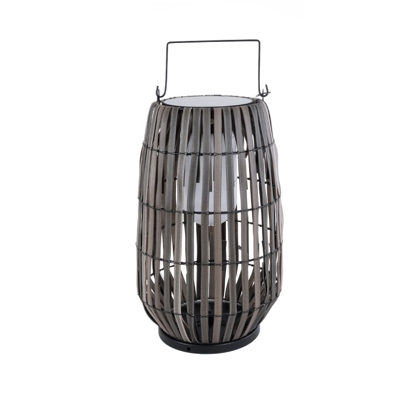 GLOBOSTAR® NETLEY 02306 Boho Επιδαπέδιο Φωτιστικό LED 5W 200lm 180° με Φωτοβολταϊκό Panel 3.6V 0.1W με Αισθητήρα Ημέρας/Νύχτας Αδιάβροχο IP65 Θερμό Λευκό 2700K - Γκρι - Μ30 x Π30 x Υ50cm - 2 Χρόνια Εγγύηση